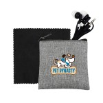 Recycled Ear Bud & Cloth Set - Black Recycled Ear Bud & Cloth Set - Black