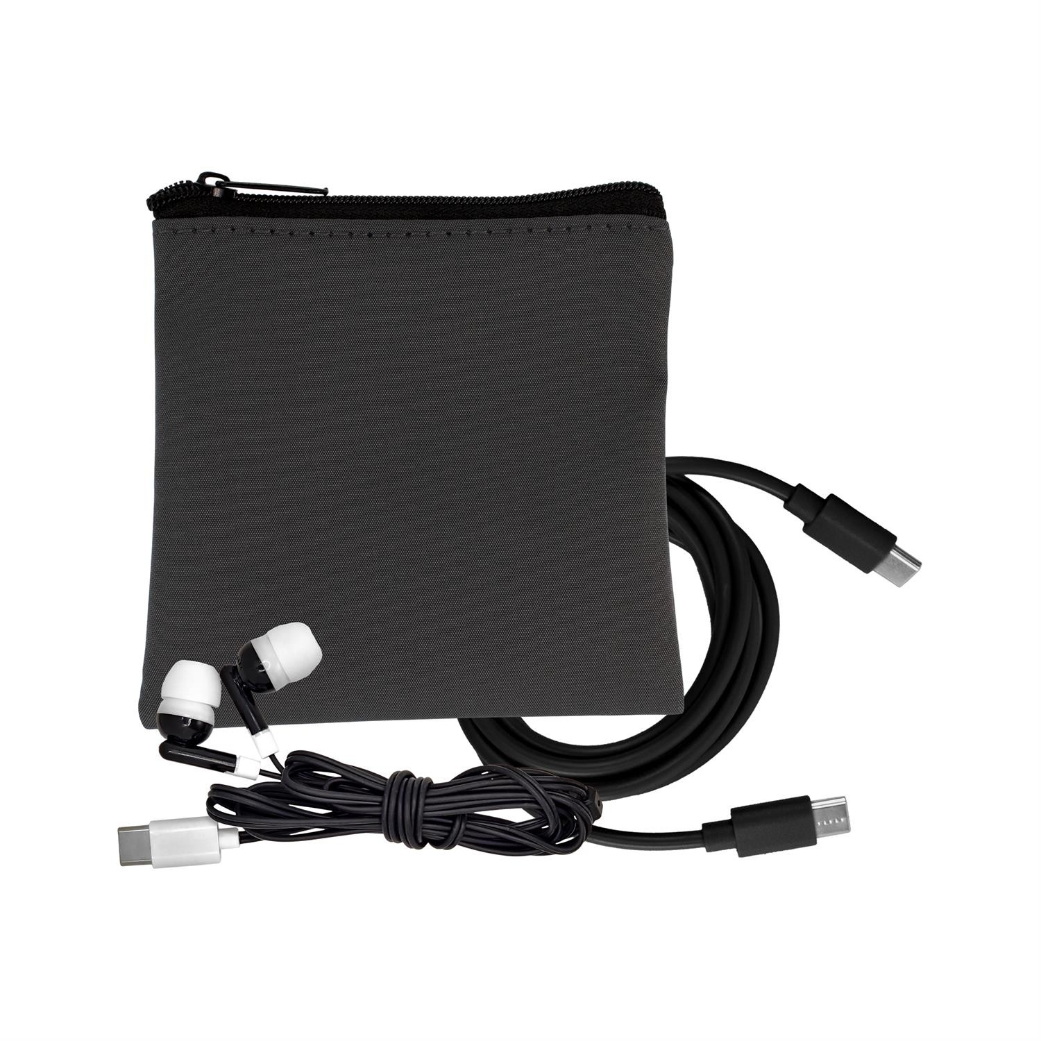 Gray Executive C to C Cable & Ear Bud Set 1