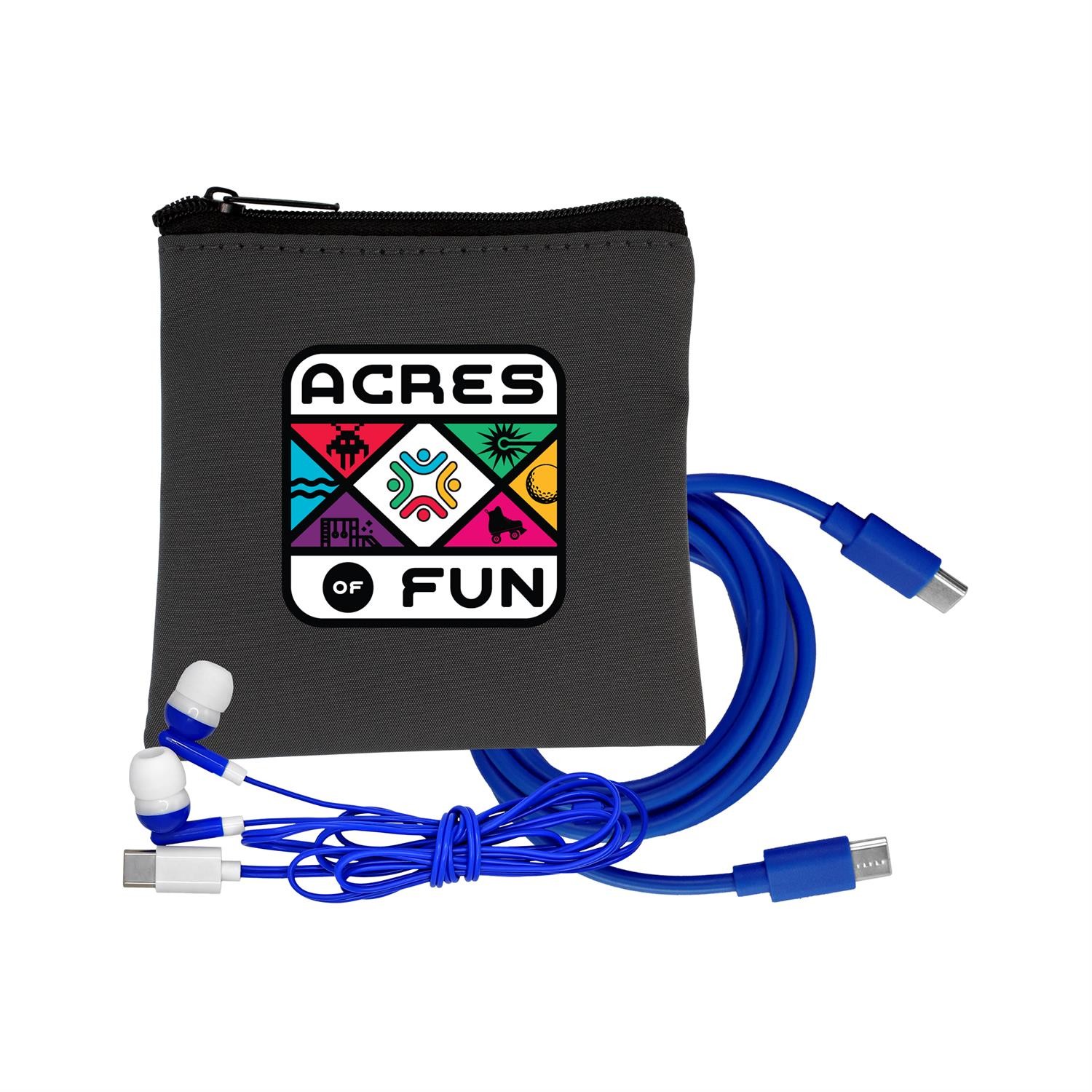 Gray Executive C to C Cable & Ear Bud Set 1