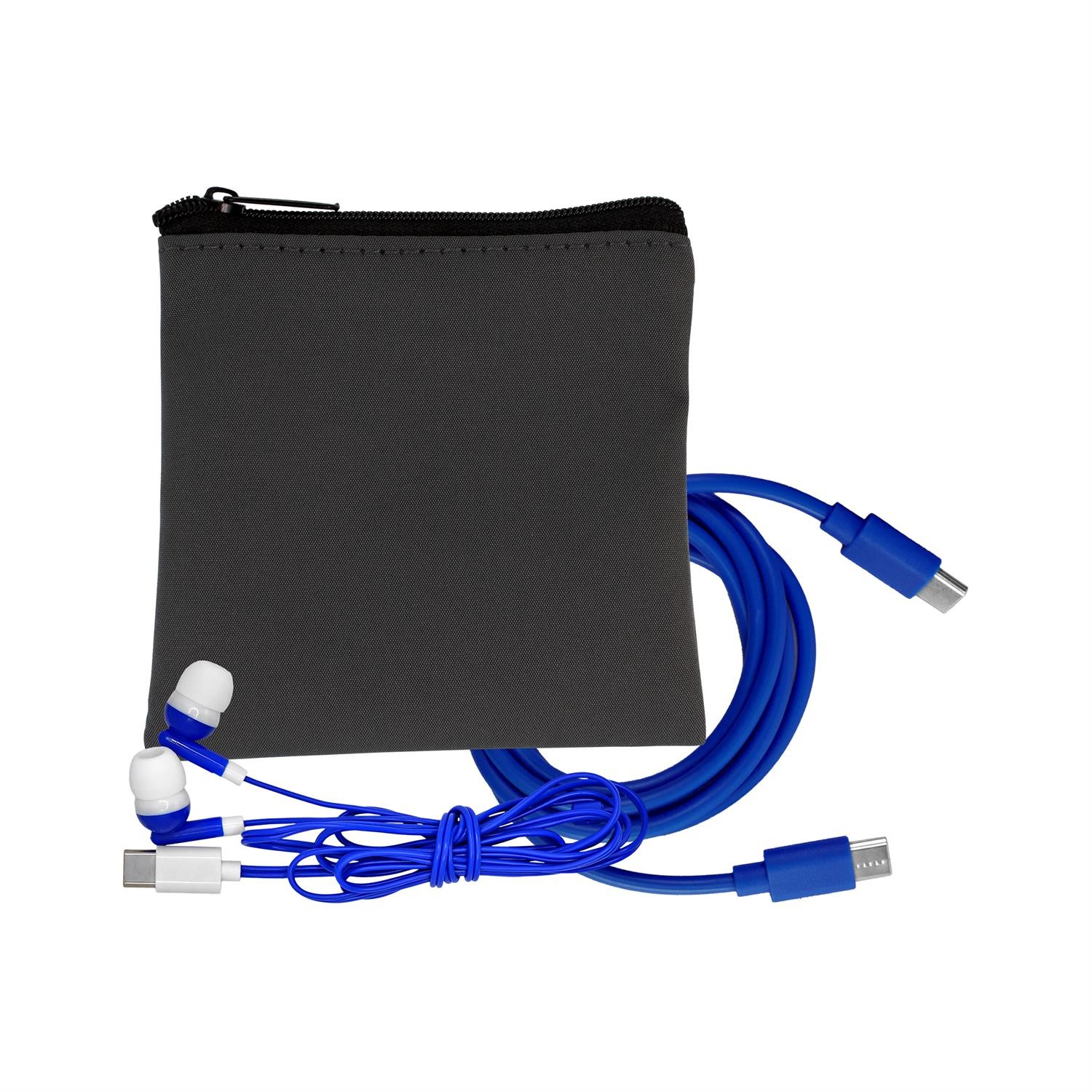 Gray Executive C to C Cable & Ear Bud Set 1