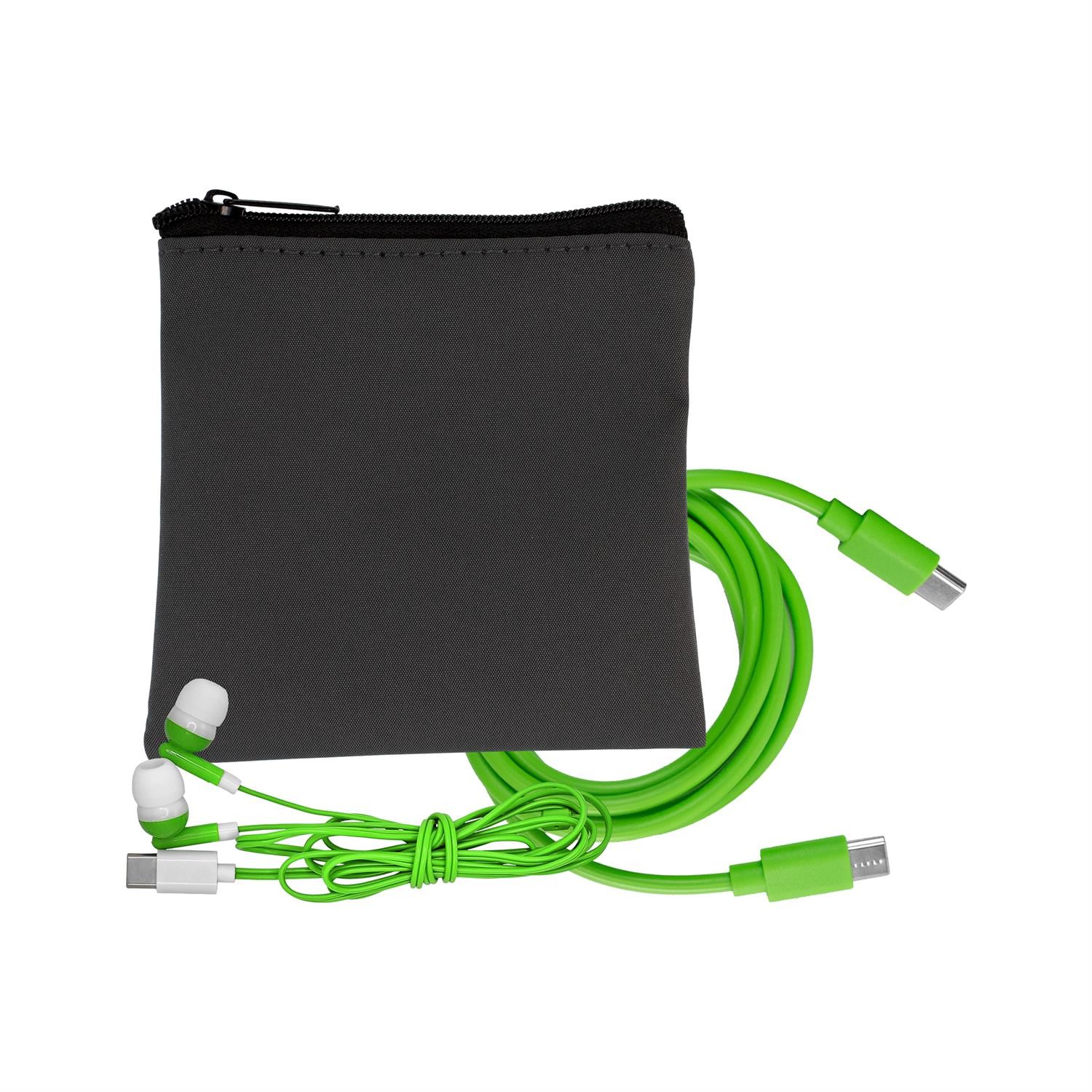Gray Executive C to C Cable & Ear Bud Set 1