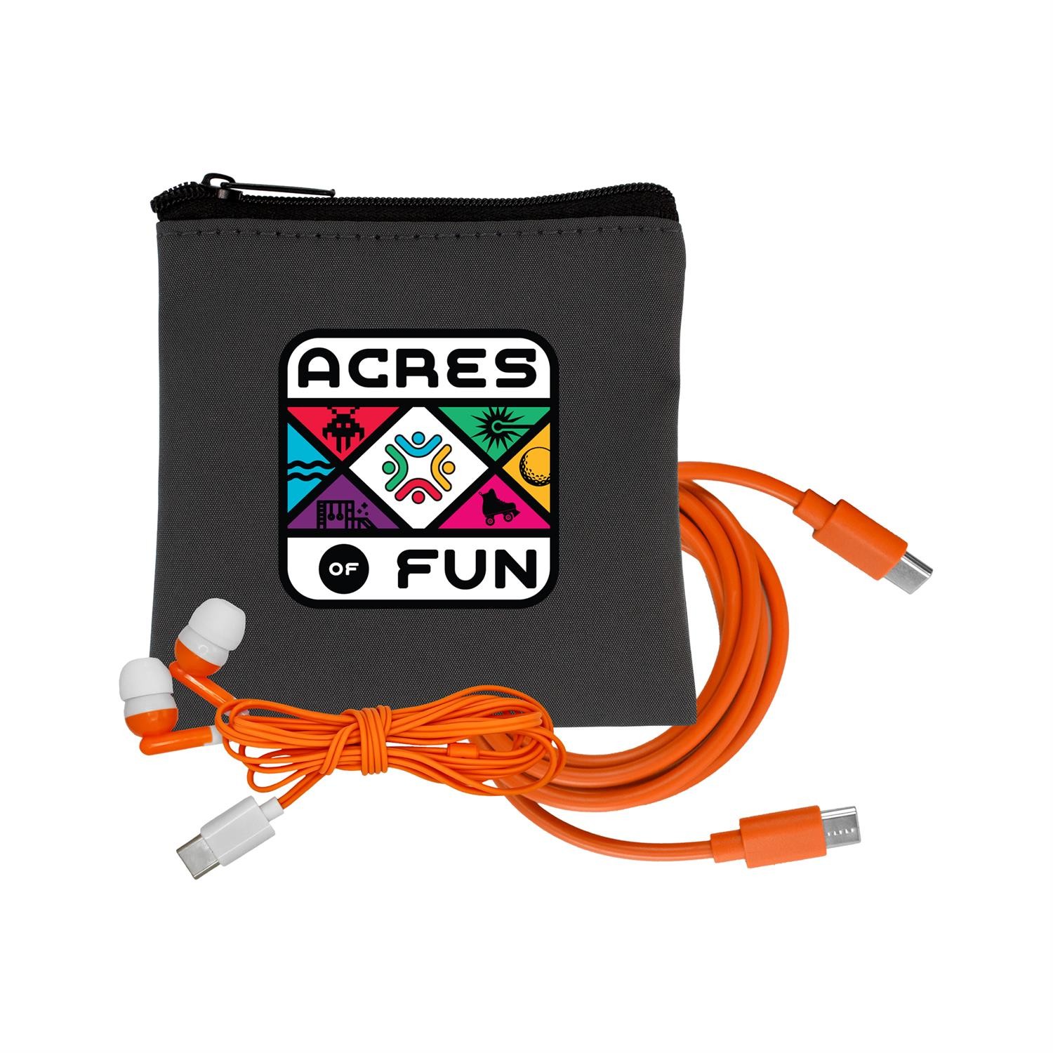 Gray Executive C to C Cable & Ear Bud Set 1
