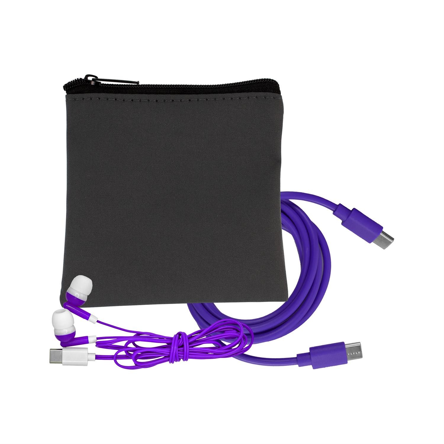 Gray Executive C to C Cable & Ear Bud Set 1