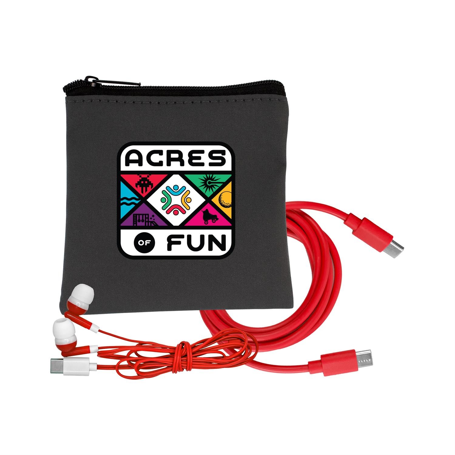 Gray Executive C to C Cable & Ear Bud Set 1