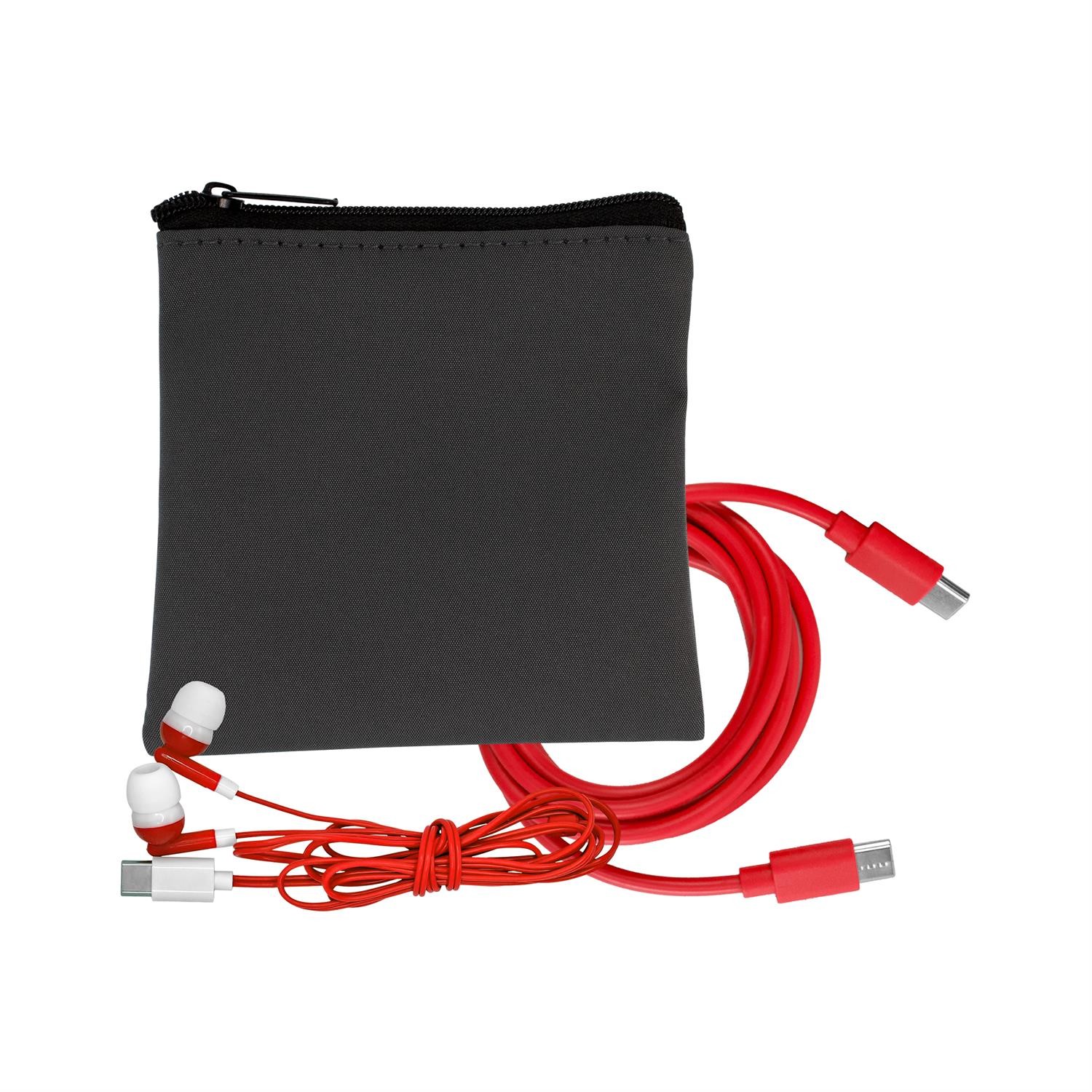 Gray Executive C to C Cable & Ear Bud Set 1