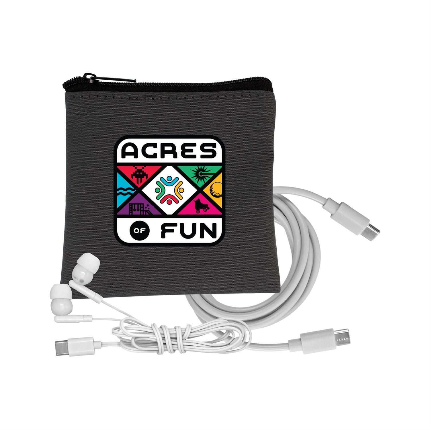 Gray Executive C to C Cable & Ear Bud Set 1