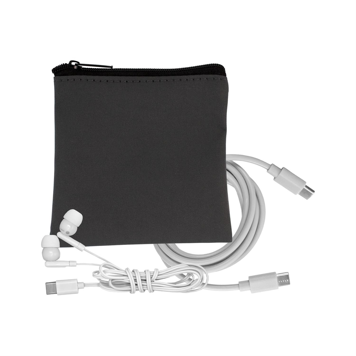 Gray Executive C to C Cable & Ear Bud Set 1