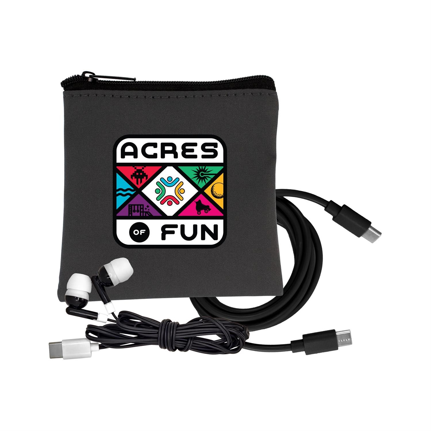 Gray Executive C to C Cable & Ear Bud Set 1