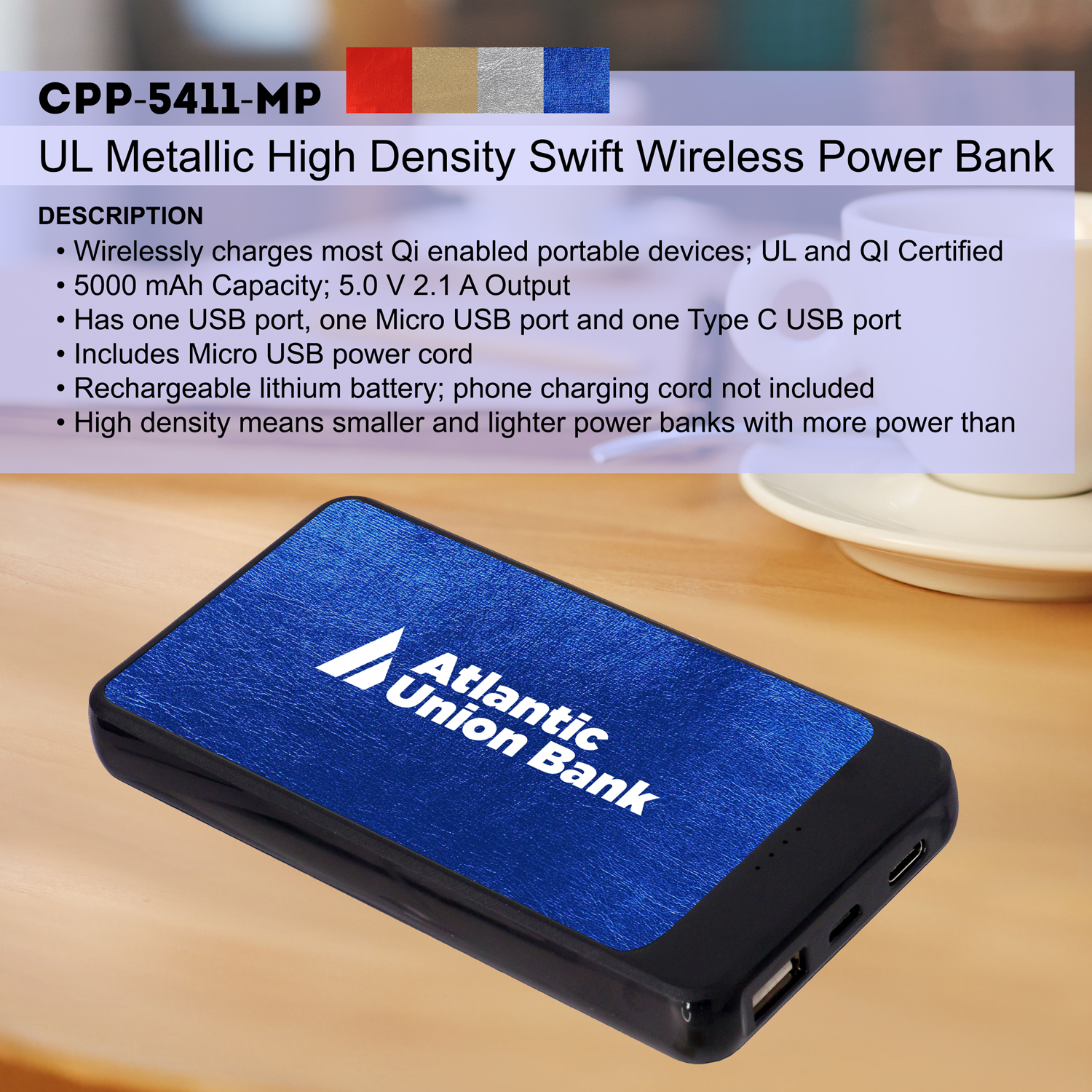 UL Heather High Density Swift Wireless Power Bank 1