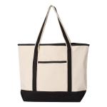 Q-Tees 34.6L Large Canvas Deluxe Tote - Black Q-Tees 34.6L Large Canvas Deluxe Tote - Black
