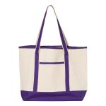 Q-Tees 34.6L Large Canvas Deluxe Tote - Purple Q-Tees 34.6L Large Canvas Deluxe Tote - Purple