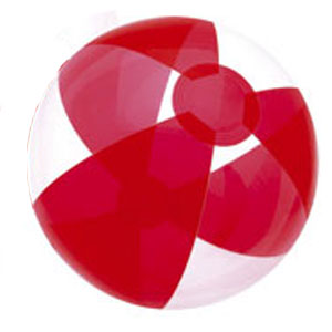 16" Inflatable Translucent Red/Clear Beach Ball 1 16" Inflatable Translucent Red/Clear Beach Ball 1