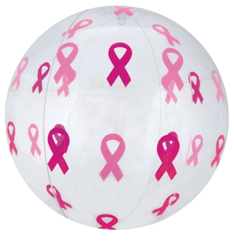 16" Inflatable Alternating Clear w/ Pink Ribbons Beach Ball 1 16" Inflatable Alternating Clear w/ Pink Ribbons Beach Ball 1