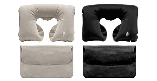 Inflatable Velour Neck Pillow w/ Pouch 1