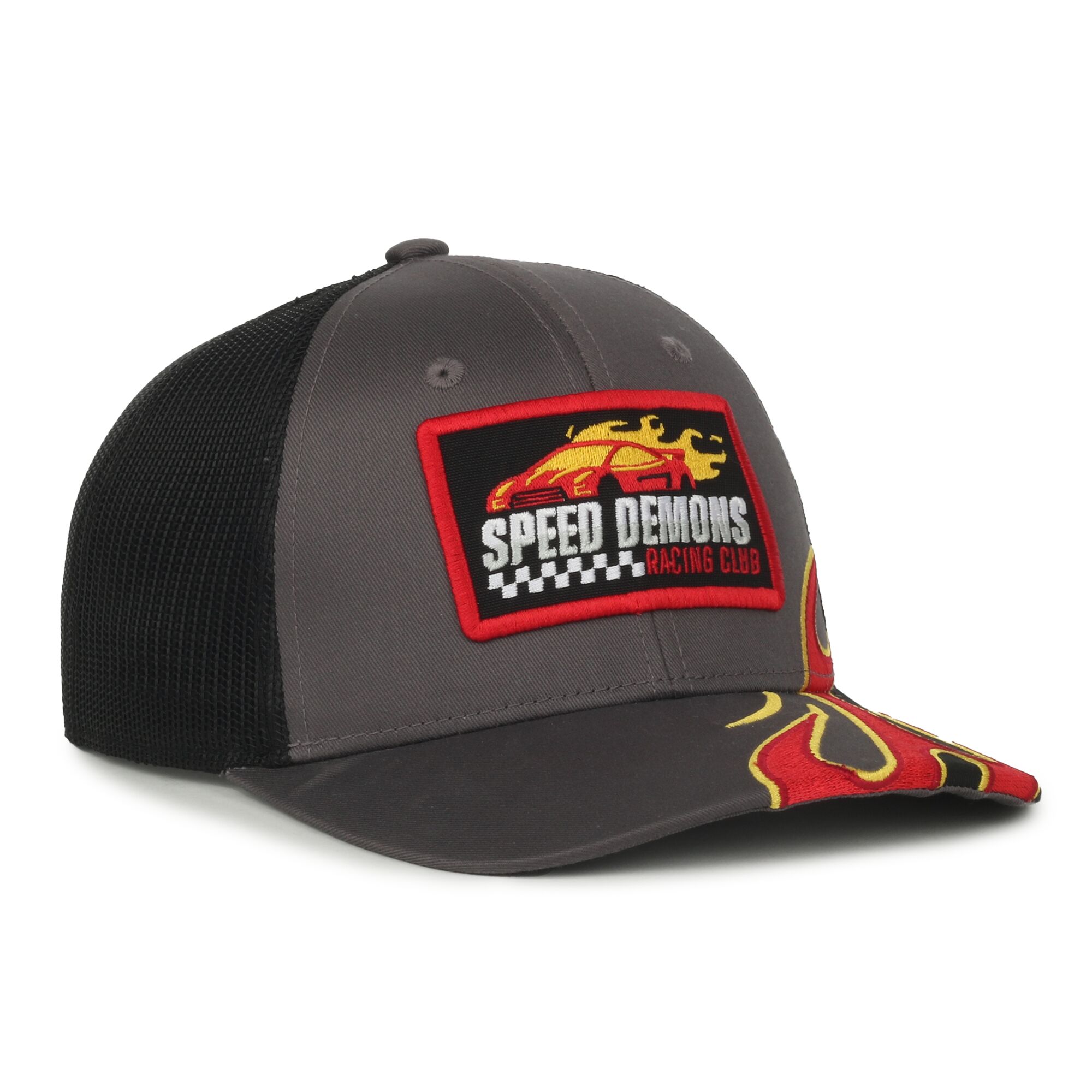 Flame Embroidery Mesh Back Cap 1