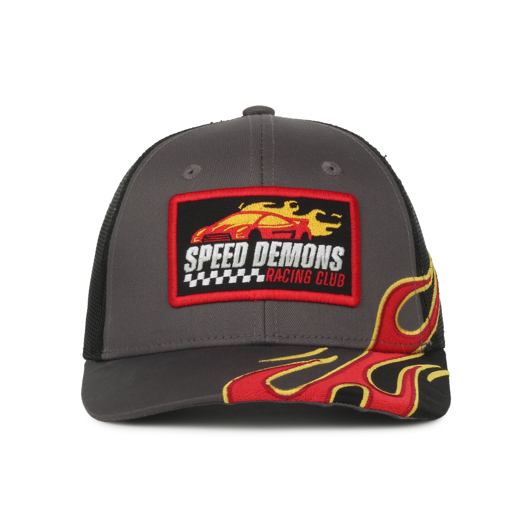 Flame Embroidery Mesh Back Cap 1