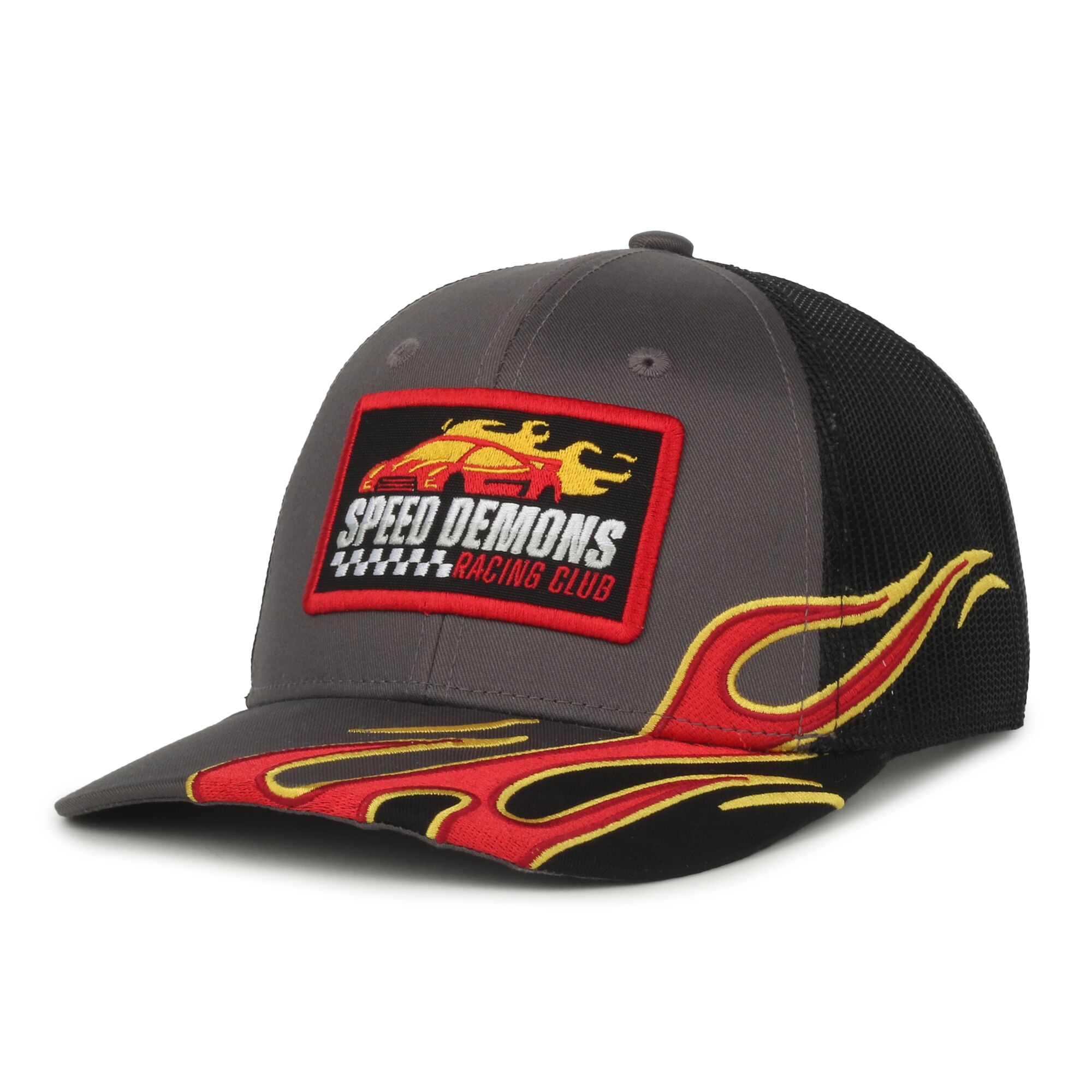 Flame Embroidery Mesh Back Cap 1