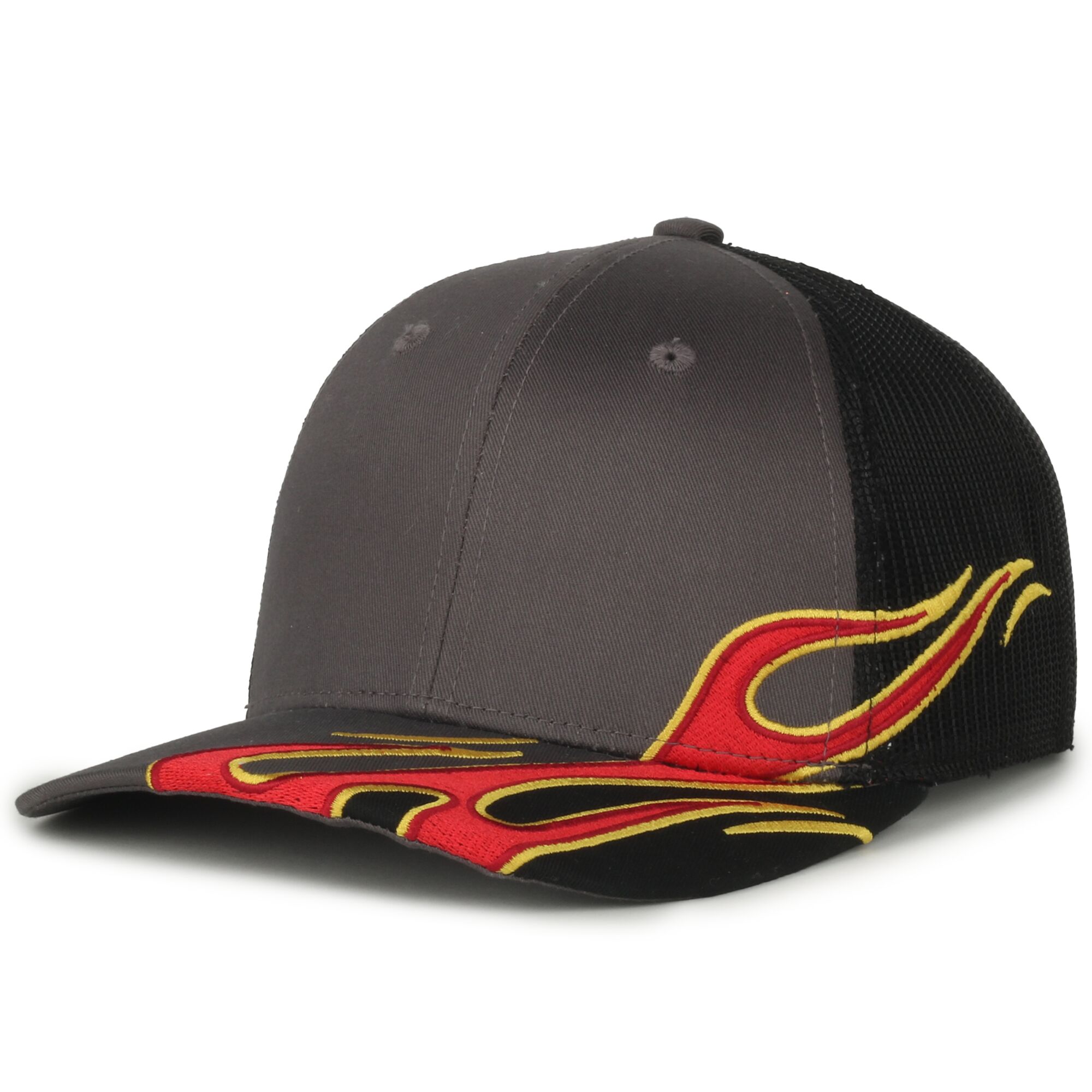 Flame Embroidery Mesh Back Cap 1