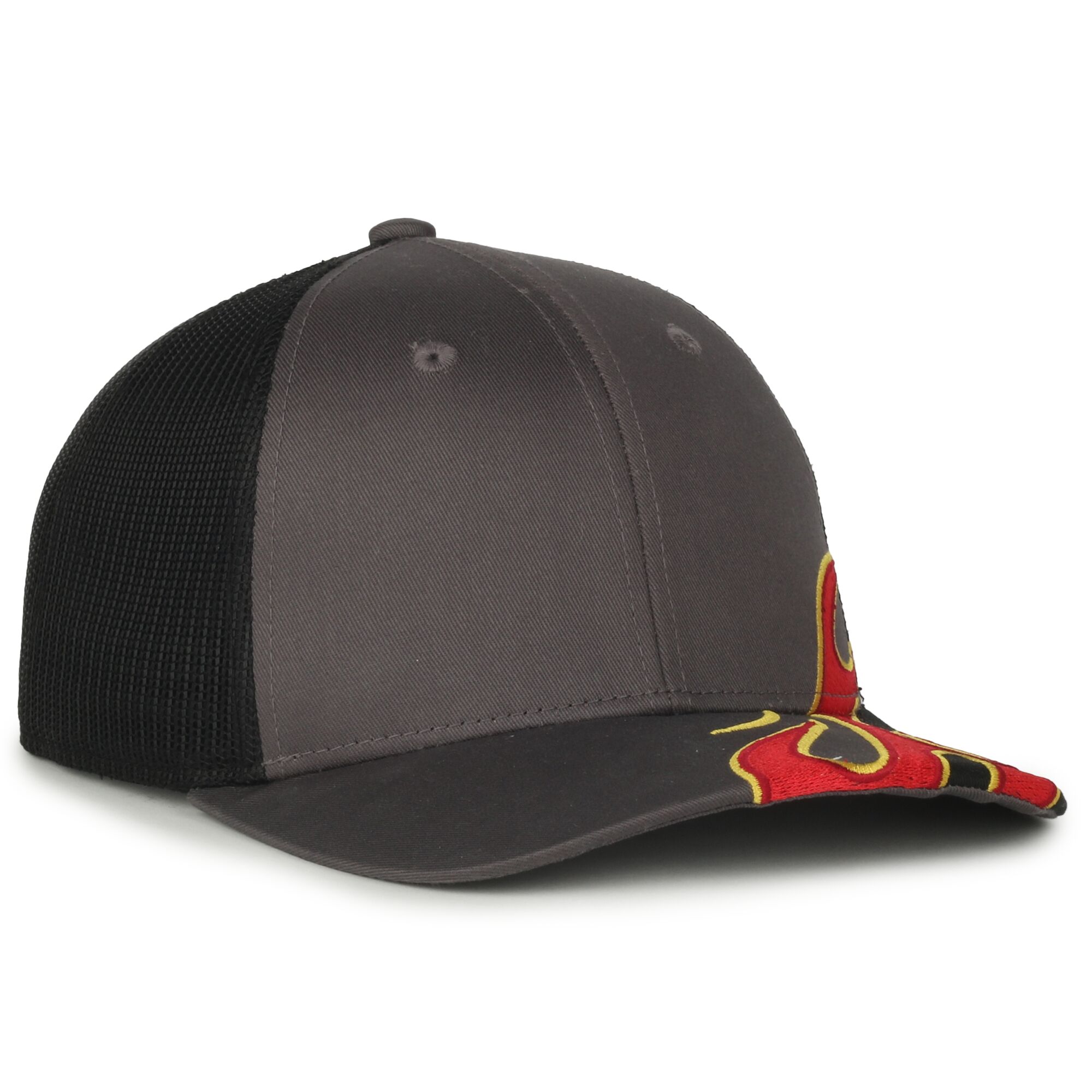 Flame Embroidery Mesh Back Cap 1
