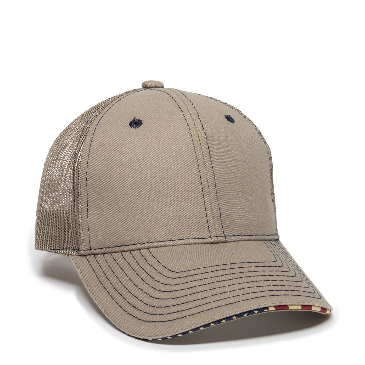 Twill Mesh Back Cap w/Flag Sandwich Visor 2