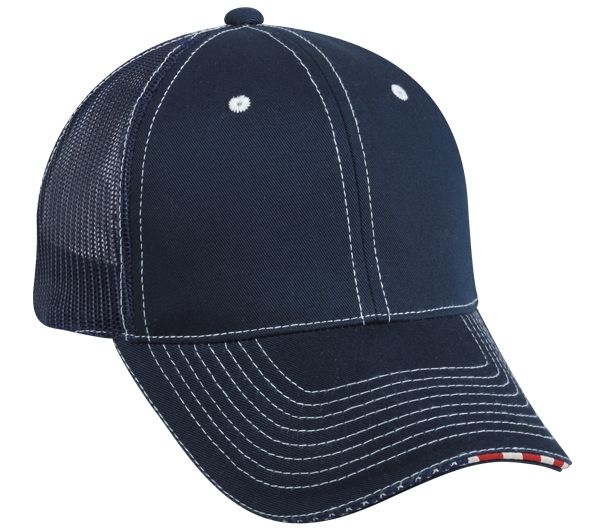 Twill Mesh Back Cap w/Flag Sandwich Visor 2