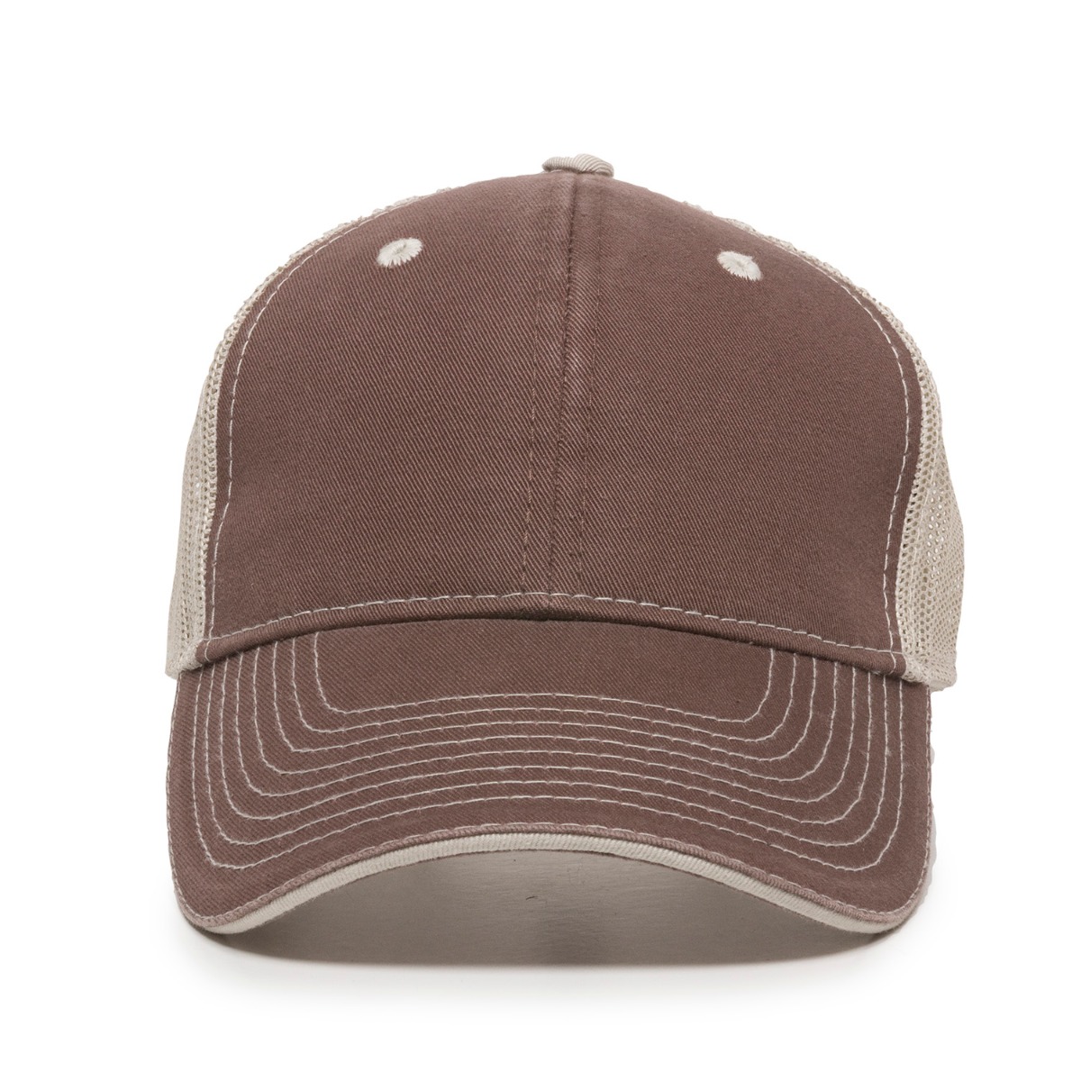 Garment Washed Trucker Hat w/Mesh Back 2
