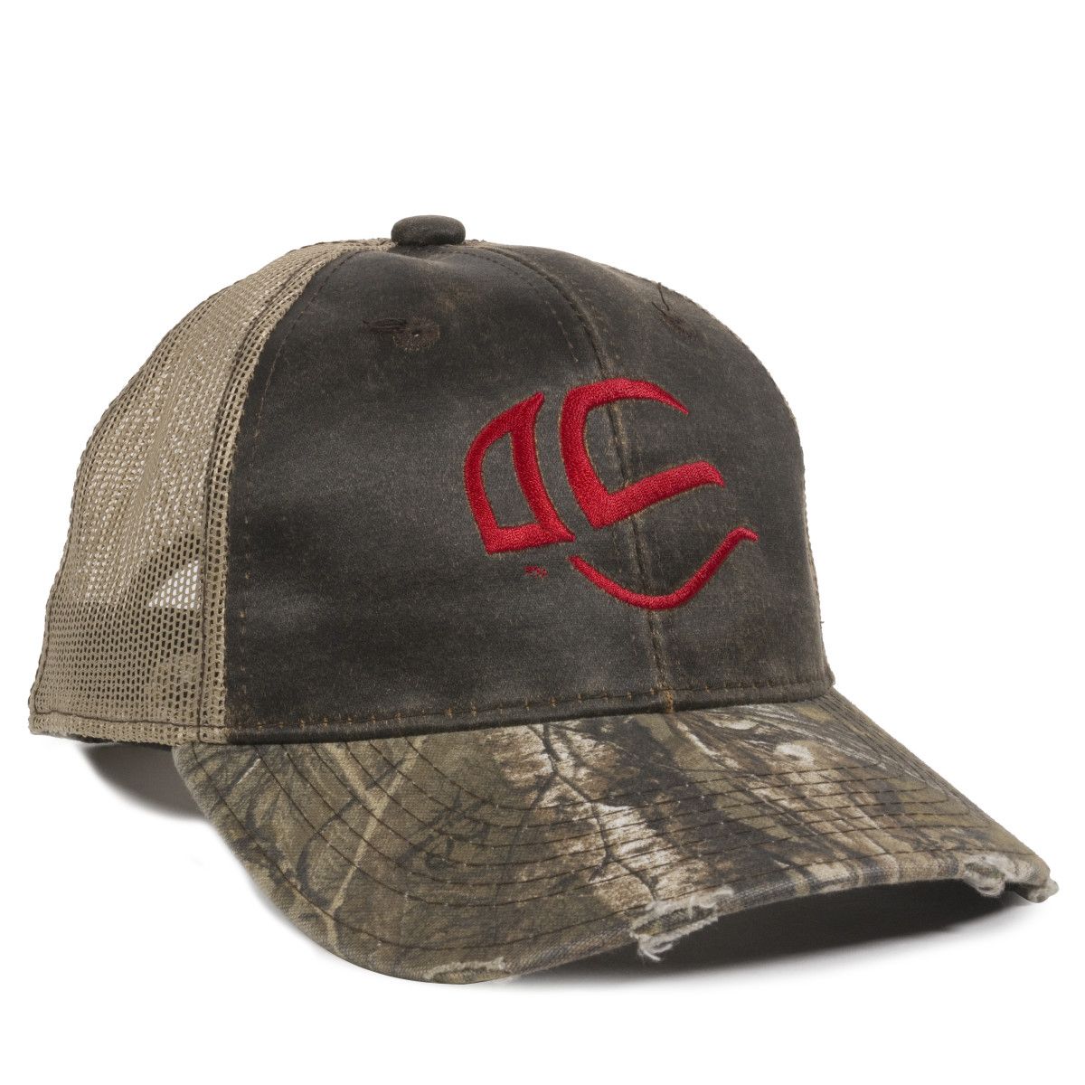 Weathered Cotton Cap w/Mesh Back & Camo Visor 1