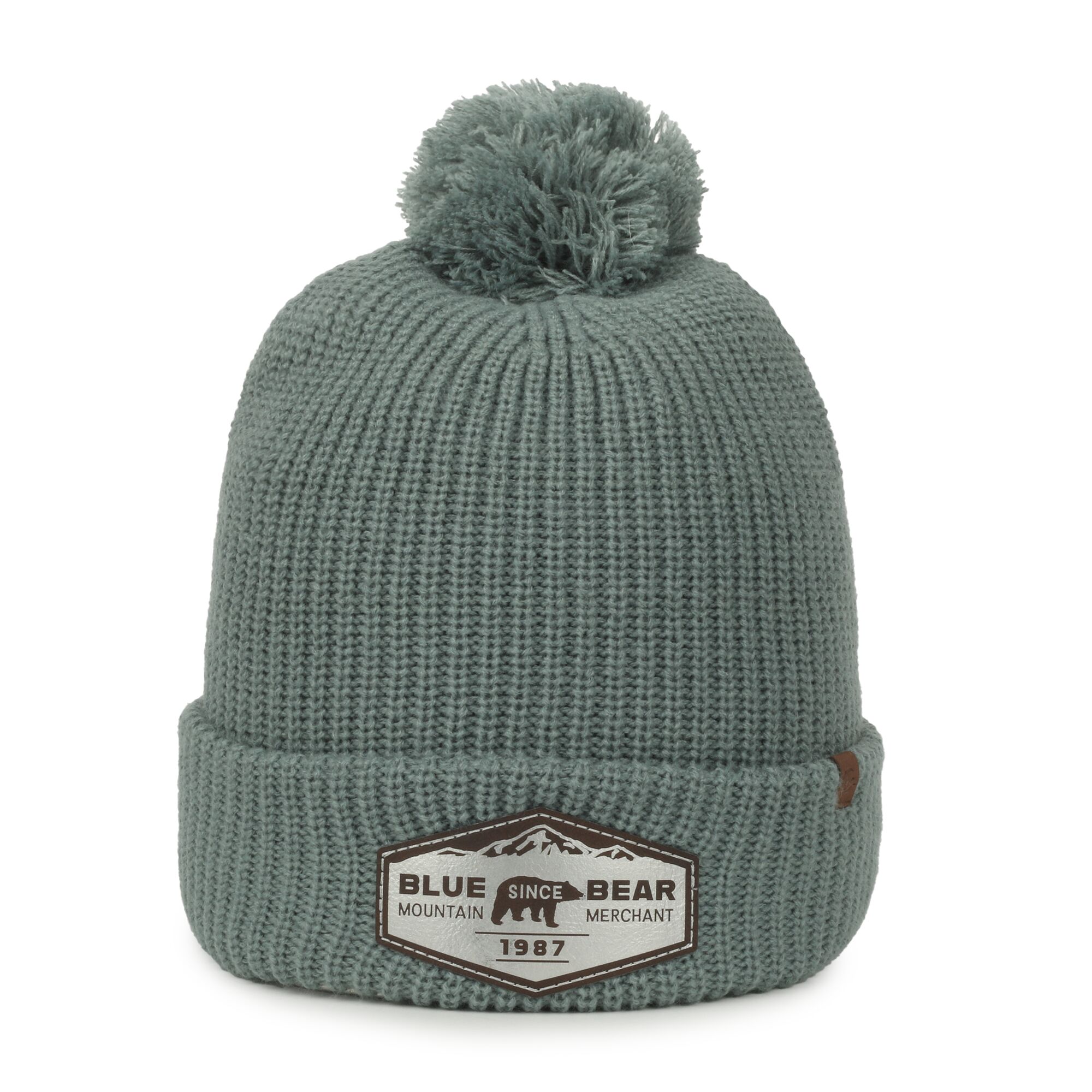 Rib Knit Watch Cap w/Pom 1