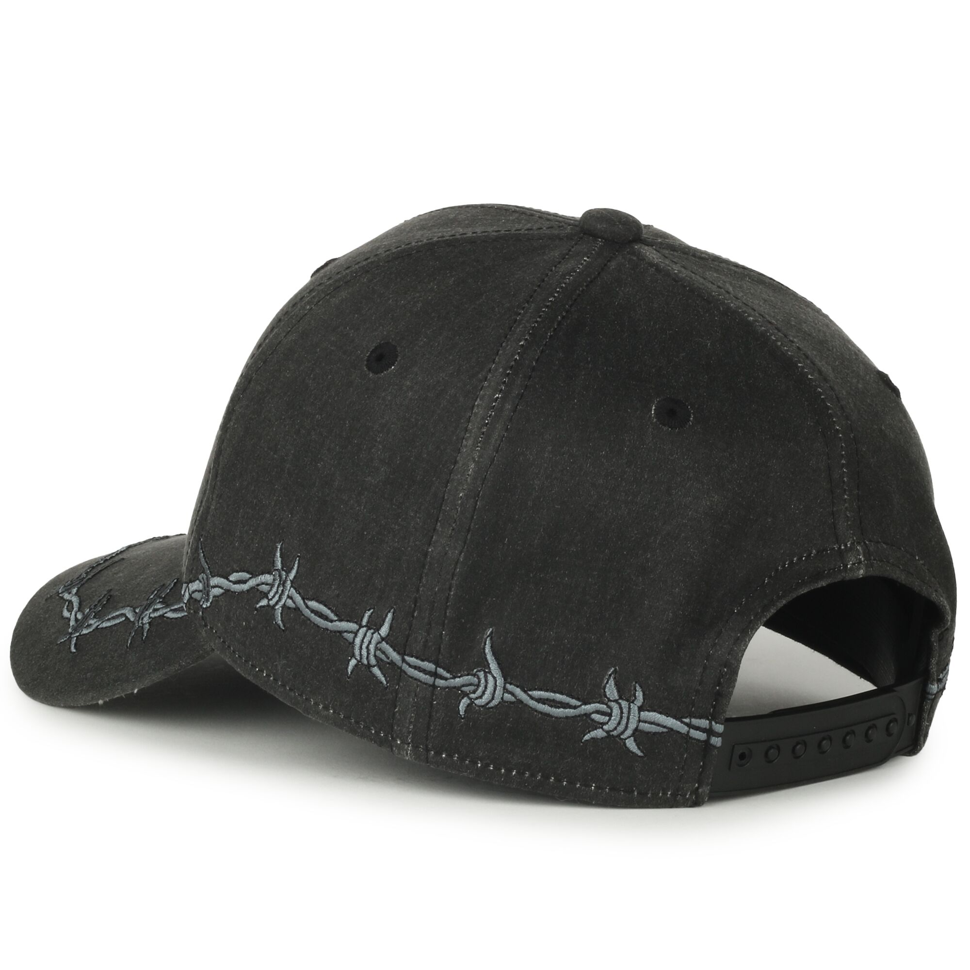 Barbed-Wire Embroidered Solid Back Hat 1