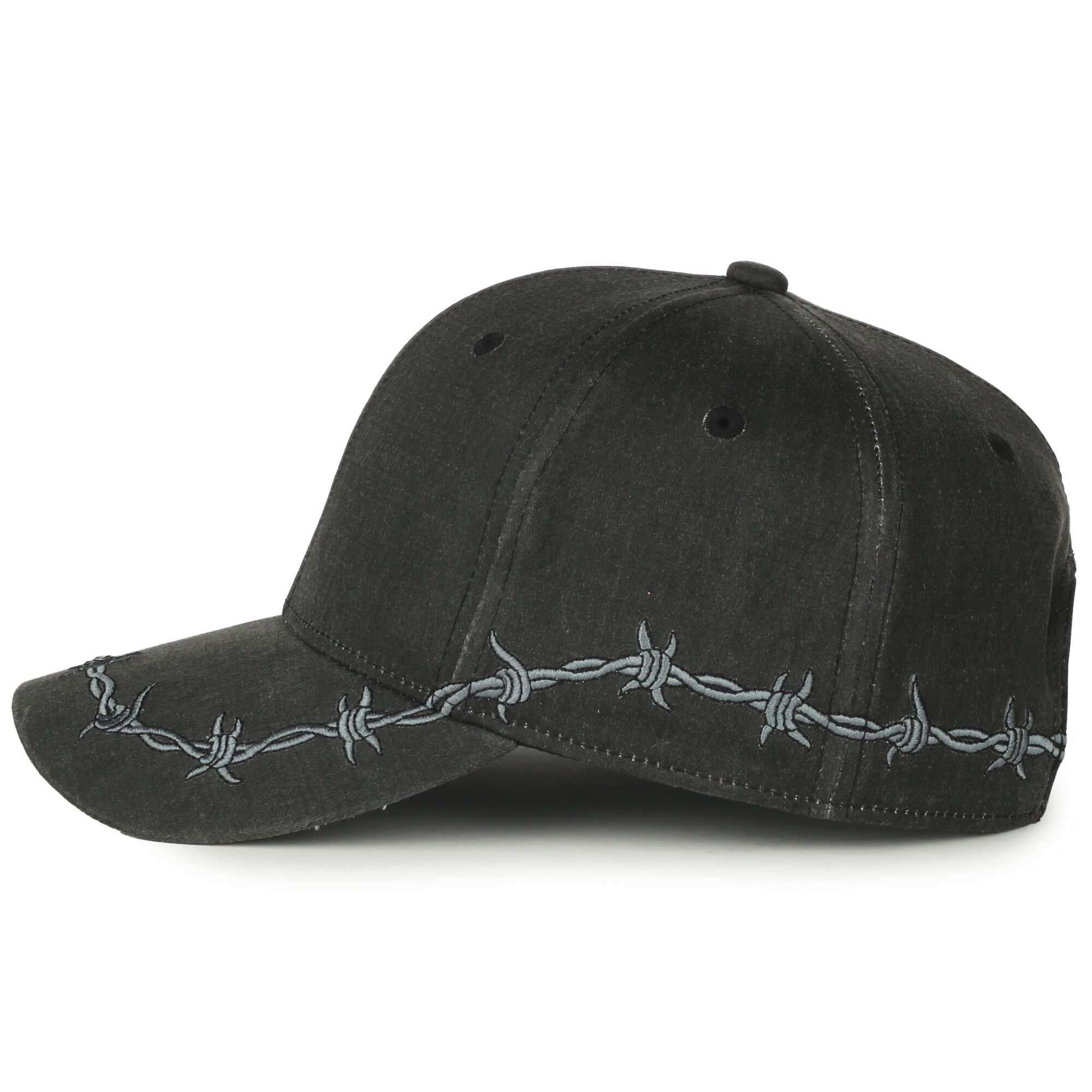 Barbed-Wire Embroidered Solid Back Hat 1