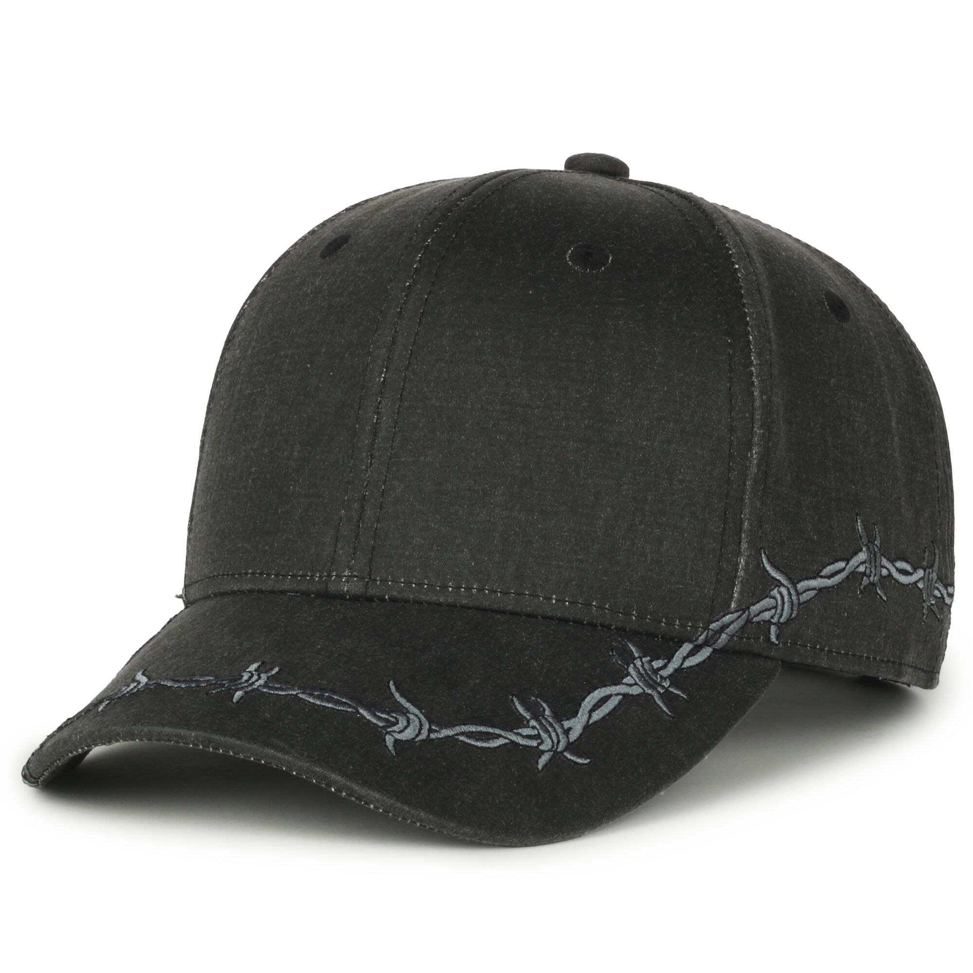 Barbed-Wire Embroidered Solid Back Hat 1