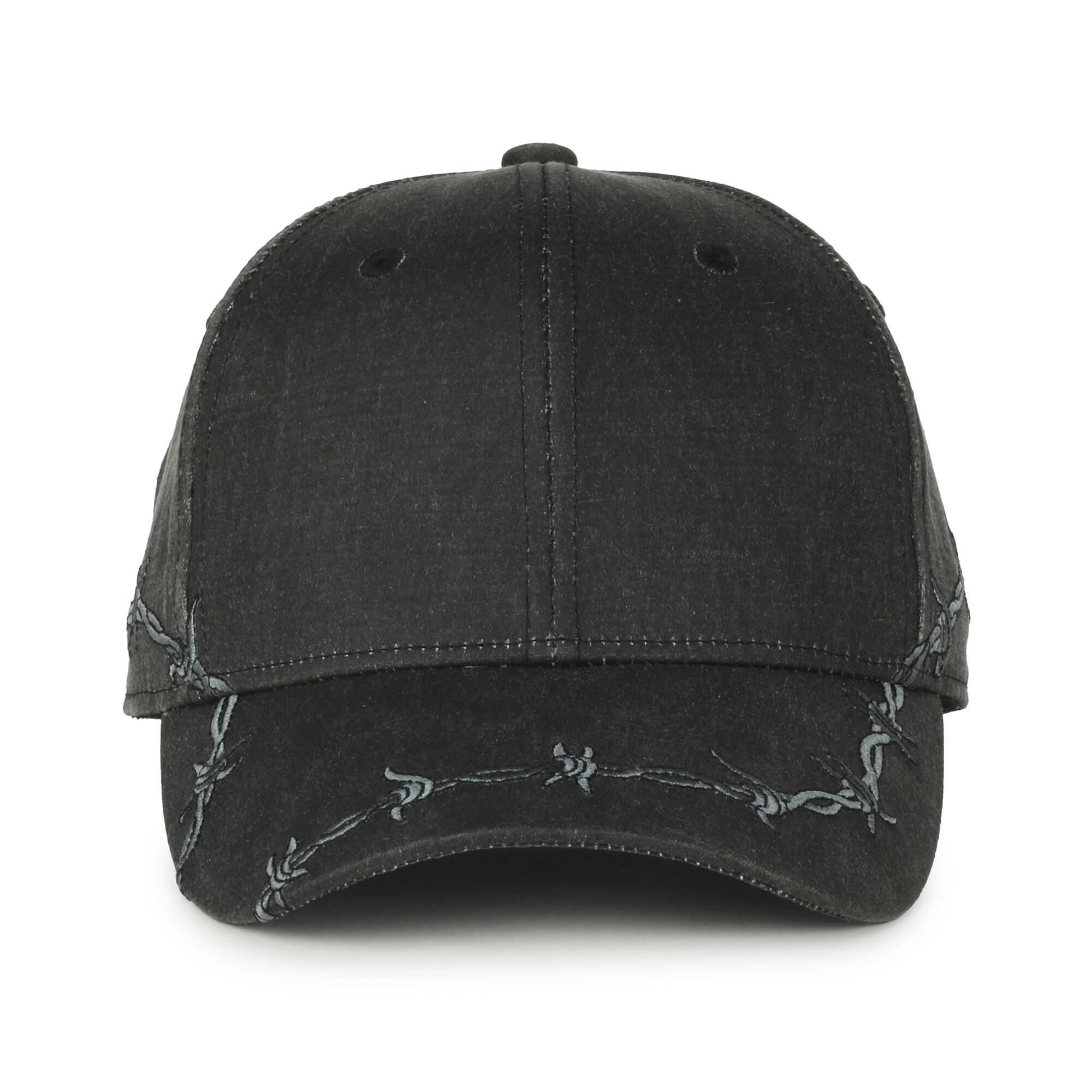 Barbed-Wire Embroidered Solid Back Hat 1