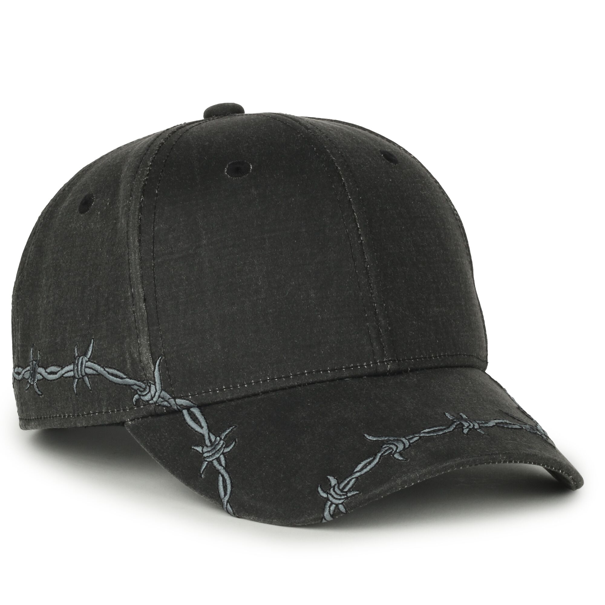 Barbed-Wire Embroidered Solid Back Hat 1