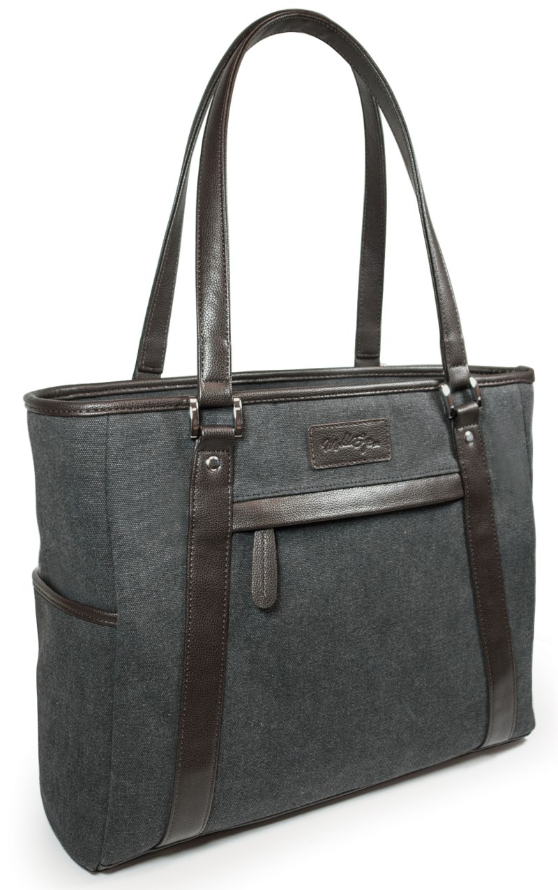 Urban Laptop Tote - Charcoal w/Brown Trim 1 Urban Laptop Tote - Charcoal w/Brown Trim 1