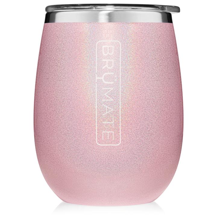 BruMate Stemless Uncork'd 14oz Wine Glass Glitter and Print Colors 1