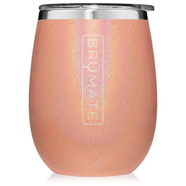 BruMate Stemless Uncork'd 14oz Wine Glass Glitter and Print Colors 1