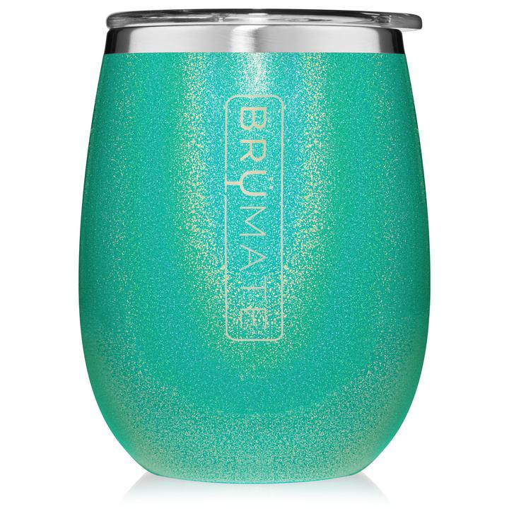 BruMate Stemless Uncork'd 14oz Wine Glass Glitter and Print Colors 1