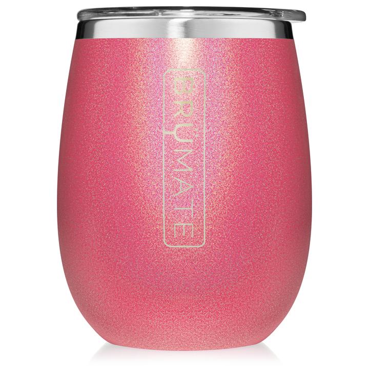 BruMate Stemless Uncork'd 14oz Wine Glass Glitter and Print Colors 1