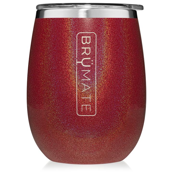 BruMate Stemless Uncork'd 14oz Wine Glass Glitter and Print Colors 1