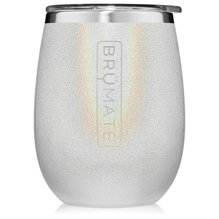 BruMate Stemless Uncork'd 14oz Wine Glass Glitter and Print Colors 1