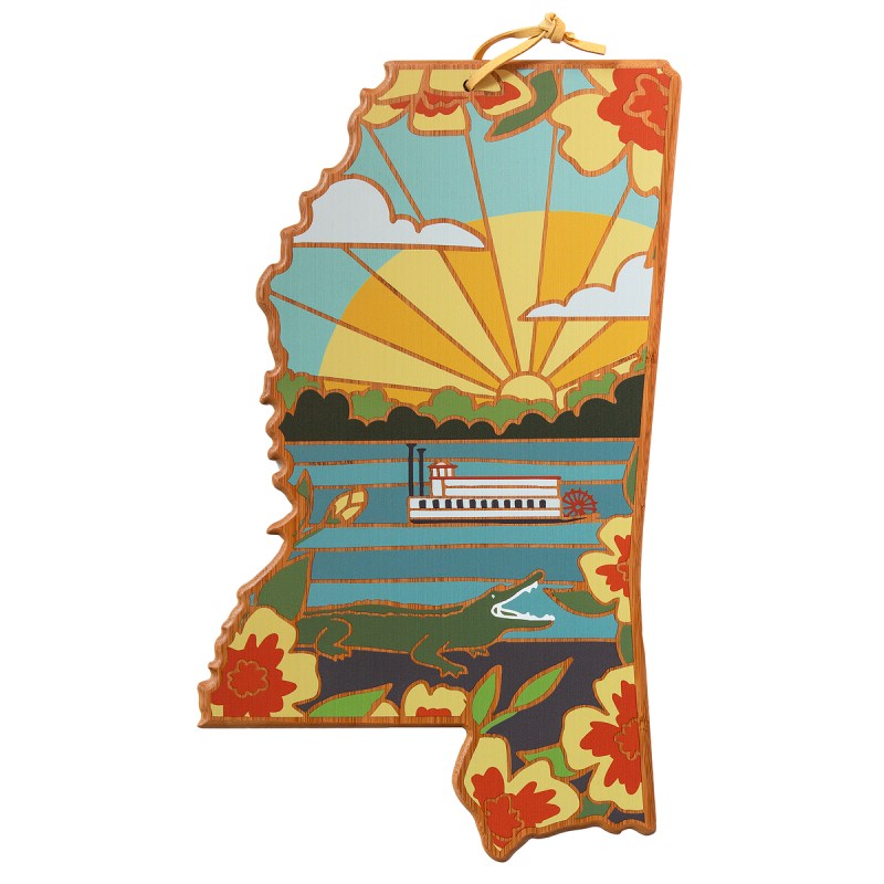Mississippi State Shaped Serving & Cutting Board w/Artwork by Summer Stokes 2 Mississippi State Shaped Serving & Cutting Board w/Artwork by Summer Stokes 2