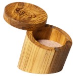 Rock & Branch® Olive Wood Angled Salt Box with Magnetic Swivel Lid 1 Rock & Branch® Olive Wood Angled Salt Box with Magnetic Swivel Lid 1
