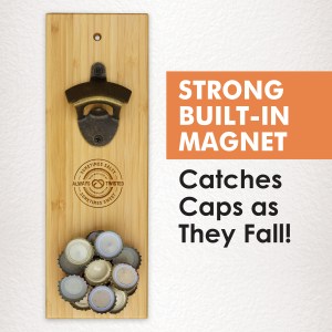 Bamboo Bottle Opener w/Magnetic Catch 1 Bamboo Bottle Opener w/Magnetic Catch 1