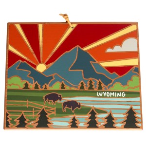 Wyoming State Shaped Serving & Cutting Board w/Artwork by Summer Stokes 2 Wyoming State Shaped Serving & Cutting Board w/Artwork by Summer Stokes 2