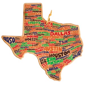 Texas State Shaped Cutting & Serving Board w/Artwork by Wander on Words™ 1 Texas State Shaped Cutting & Serving Board w/Artwork by Wander on Words™ 1