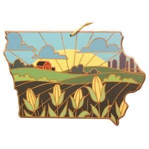 Iowa State Shaped Serving & Cutting Board w/Artwork by Summer Stokes 2 Iowa State Shaped Serving & Cutting Board w/Artwork by Summer Stokes 2