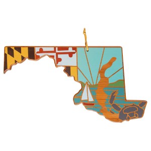 Maryland State Shaped Serving & Cutting Board w/Artwork by Summer Stokes 2 Maryland State Shaped Serving & Cutting Board w/Artwork by Summer Stokes 2