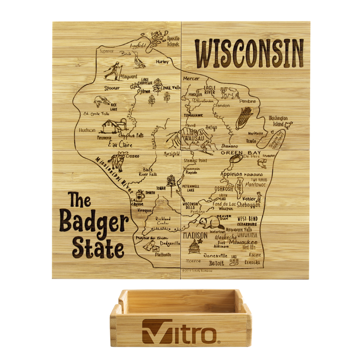 Wisconsin Puzzle Coaster Set 1