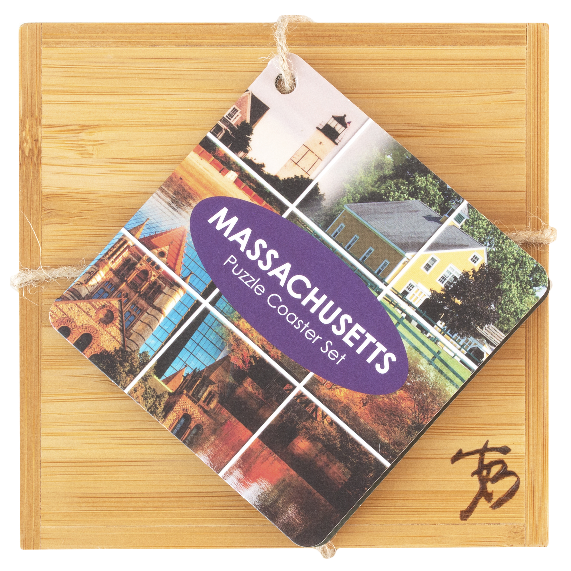 Massachusetts Puzzle Coaster Set 1