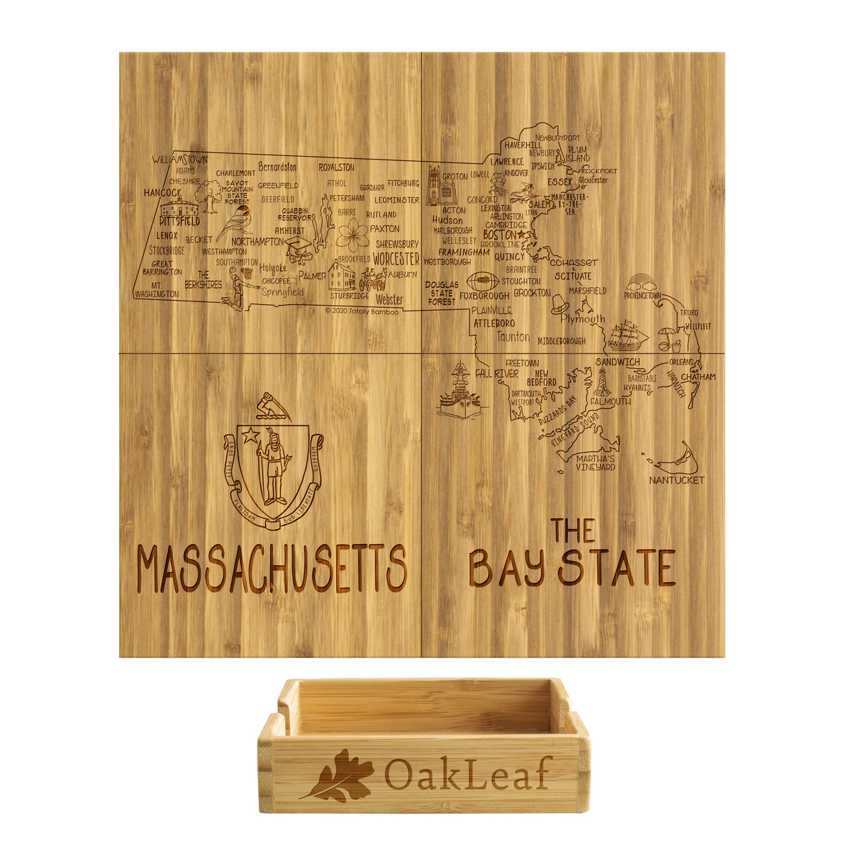 Massachusetts Puzzle Coaster Set 1